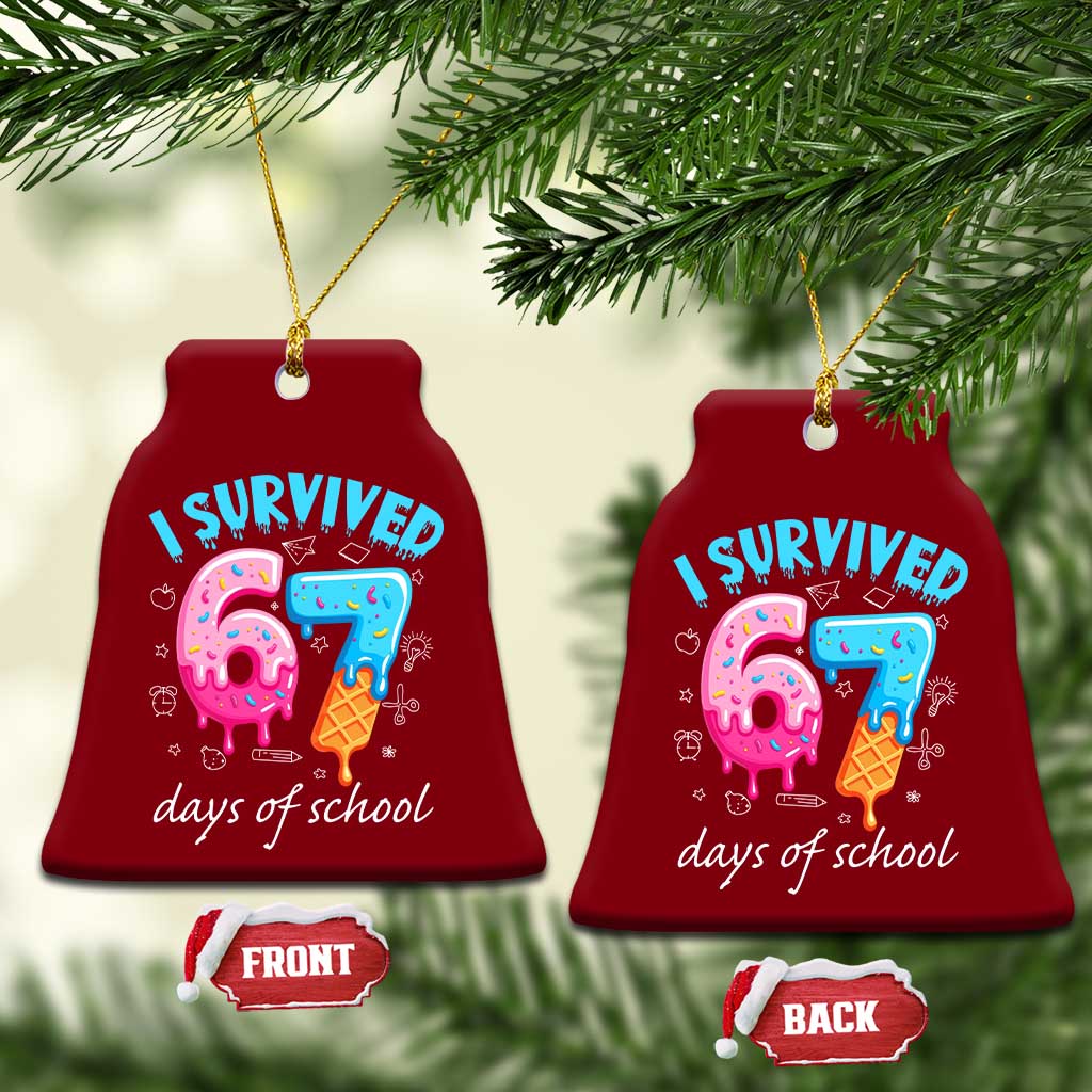 I Survived 67 Days of School Funny Six Seven Meme Ceramic Ornament Baseball Ice Cream Dripping - Wonder Print Shop