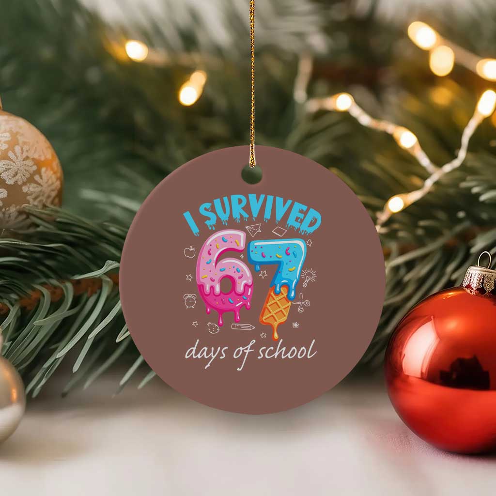 I Survived 67 Days of School Funny Six Seven Meme Ceramic Ornament Baseball Ice Cream Dripping - Wonder Print Shop