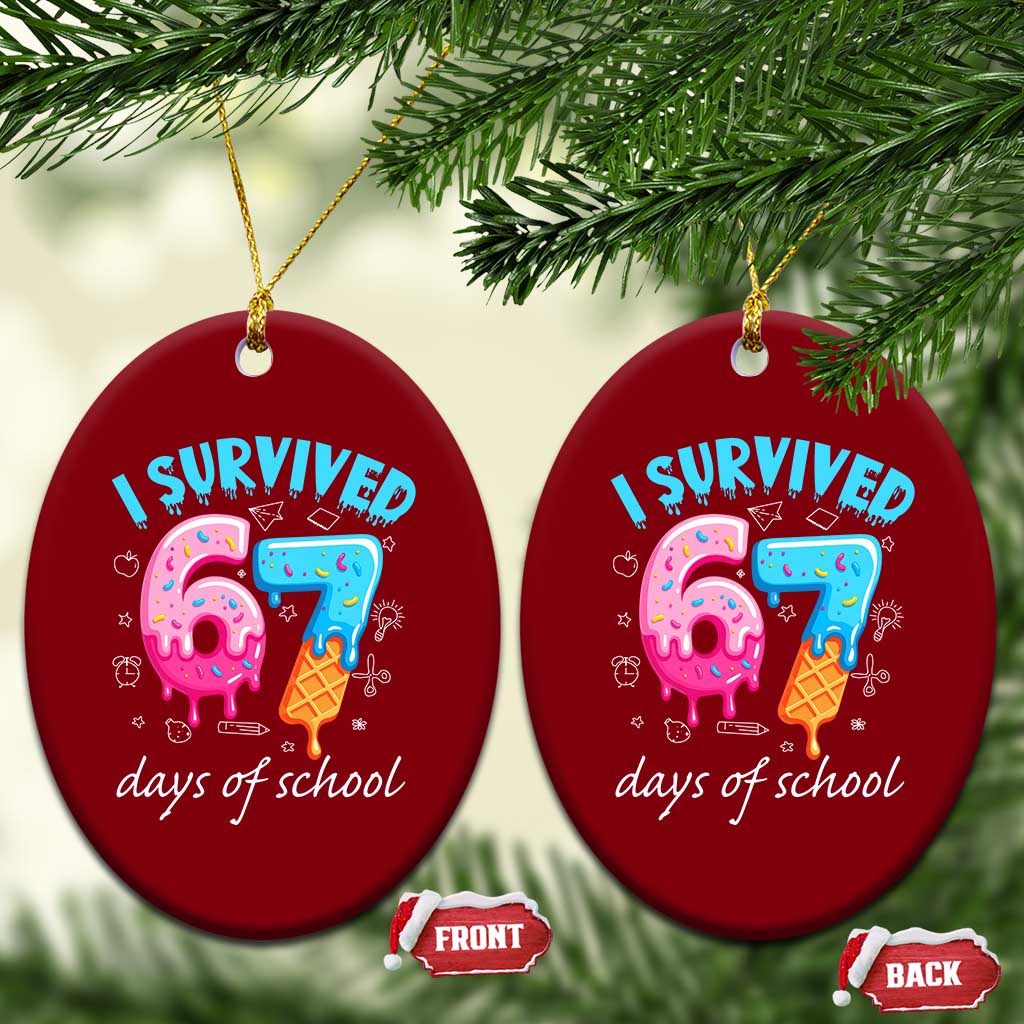 I Survived 67 Days of School Funny Six Seven Meme Ceramic Ornament Baseball Ice Cream Dripping - Wonder Print Shop