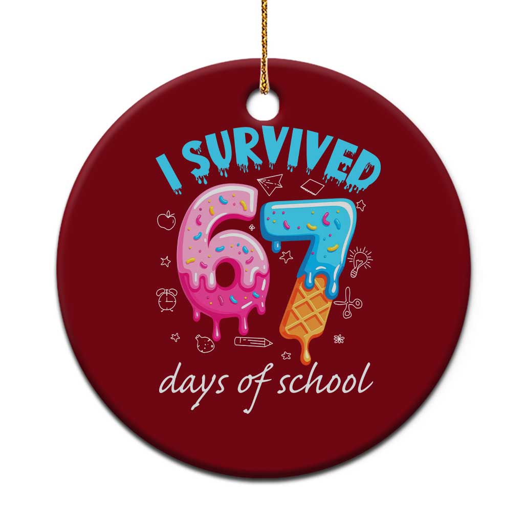 I Survived 67 Days of School Funny Six Seven Meme Ceramic Ornament Baseball Ice Cream Dripping - Wonder Print Shop