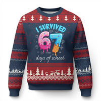 I Survived 67 Days of School Funny Six Seven Meme Ugly Christmas Sweater Baseball Ice Cream Dripping - Wonder Print Shop