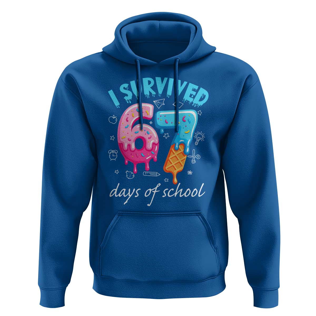 I Survived 67 Days of School Funny Six Seven Meme Hoodie Baseball Ice Cream Dripping - Wonder Print Shop