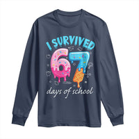I Survived 67 Days of School Funny Six Seven Meme Long Sleeve Shirt Baseball Ice Cream Dripping - Wonder Print Shop