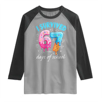 I Survived 67 Days of School Funny Six Seven Meme Raglan Shirt Baseball Ice Cream Dripping - Wonder Print Shop