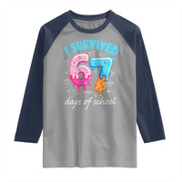 I Survived 67 Days of School Funny Six Seven Meme Raglan Shirt Baseball Ice Cream Dripping - Wonder Print Shop