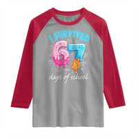 I Survived 67 Days of School Funny Six Seven Meme Raglan Shirt Baseball Ice Cream Dripping - Wonder Print Shop