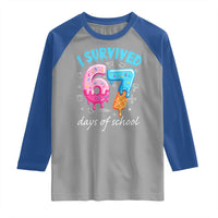 I Survived 67 Days of School Funny Six Seven Meme Raglan Shirt Baseball Ice Cream Dripping - Wonder Print Shop