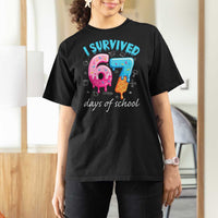 I Survived 67 Days of School Funny Six Seven Meme T Shirt For Women Baseball Ice Cream Dripping - Wonder Print Shop