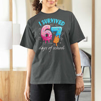 I Survived 67 Days of School Funny Six Seven Meme T Shirt For Women Baseball Ice Cream Dripping - Wonder Print Shop