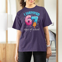 I Survived 67 Days of School Funny Six Seven Meme T Shirt For Women Baseball Ice Cream Dripping - Wonder Print Shop