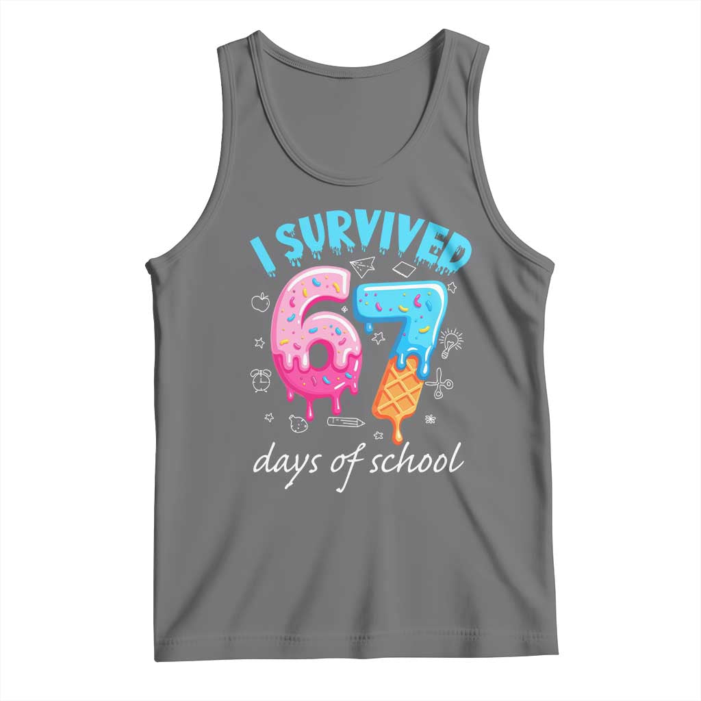 I Survived 67 Days of School Funny Six Seven Meme Tank Top Baseball Ice Cream Dripping - Wonder Print Shop