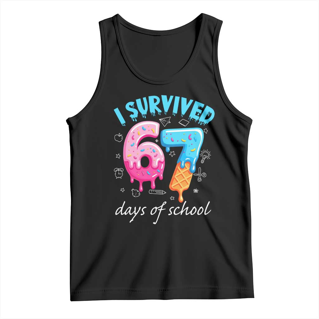 I Survived 67 Days of School Funny Six Seven Meme Tank Top Baseball Ice Cream Dripping - Wonder Print Shop