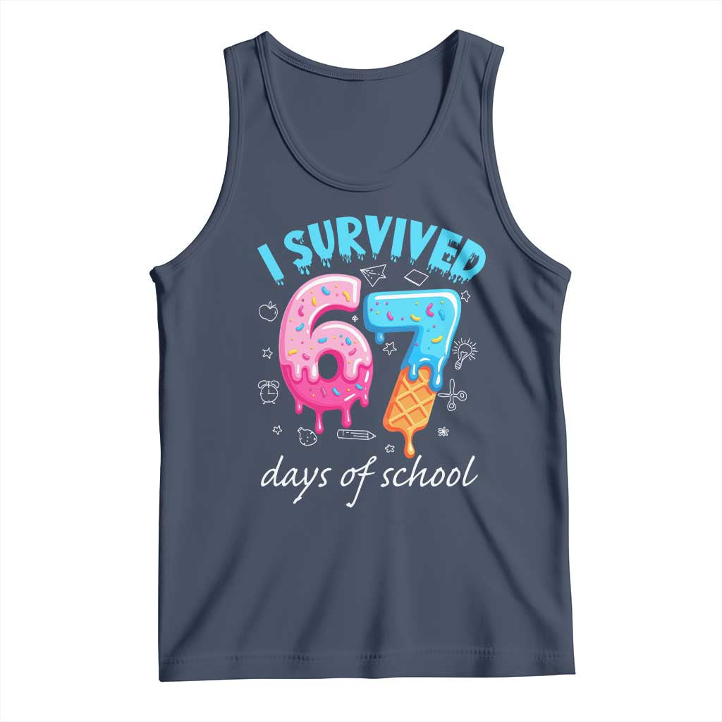 I Survived 67 Days of School Funny Six Seven Meme Tank Top Baseball Ice Cream Dripping - Wonder Print Shop