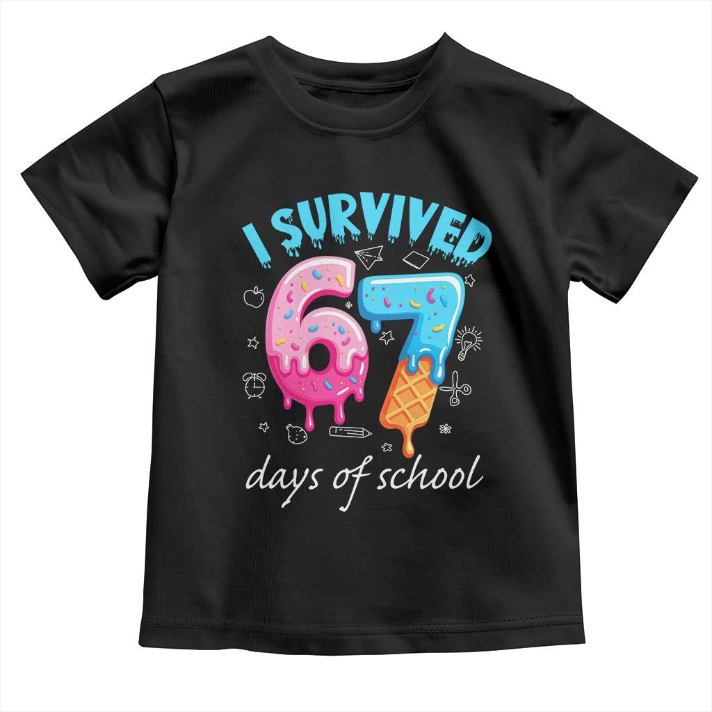 I Survived 67 Days of School Funny Six Seven Meme Toddler T Shirt Baseball Ice Cream Dripping - Wonder Print Shop