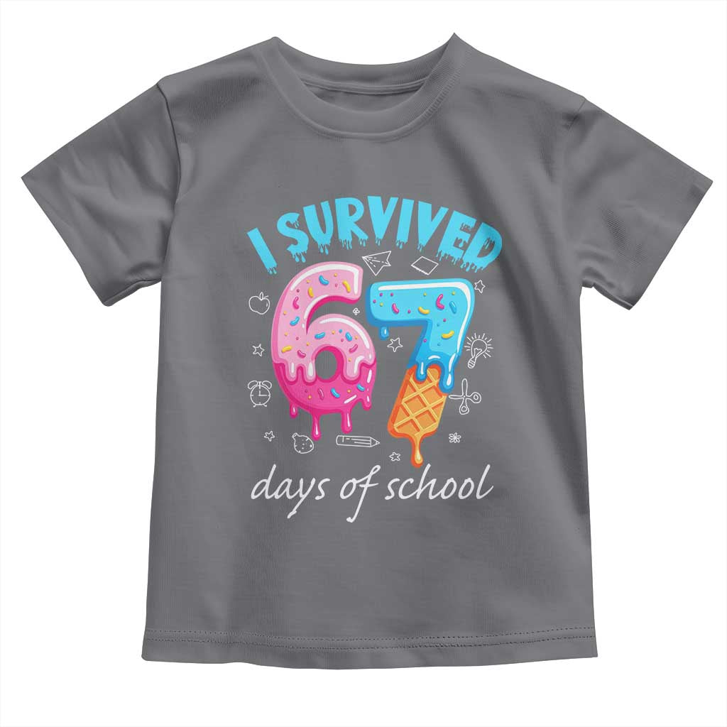 I Survived 67 Days of School Funny Six Seven Meme Toddler T Shirt Baseball Ice Cream Dripping - Wonder Print Shop