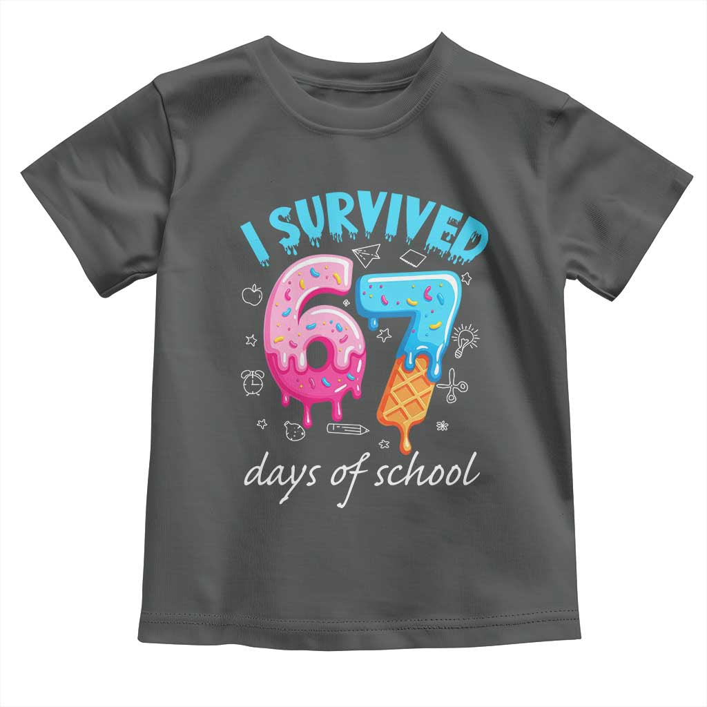 I Survived 67 Days of School Funny Six Seven Meme Toddler T Shirt Baseball Ice Cream Dripping - Wonder Print Shop