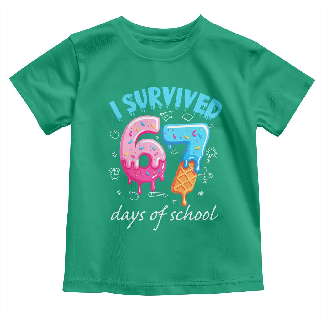 I Survived 67 Days of School Funny Six Seven Meme Toddler T Shirt Baseball Ice Cream Dripping - Wonder Print Shop