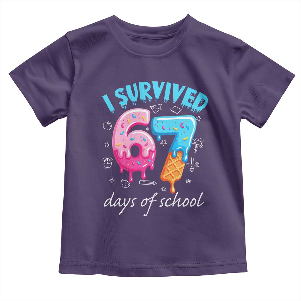 I Survived 67 Days of School Funny Six Seven Meme Toddler T Shirt Baseball Ice Cream Dripping - Wonder Print Shop