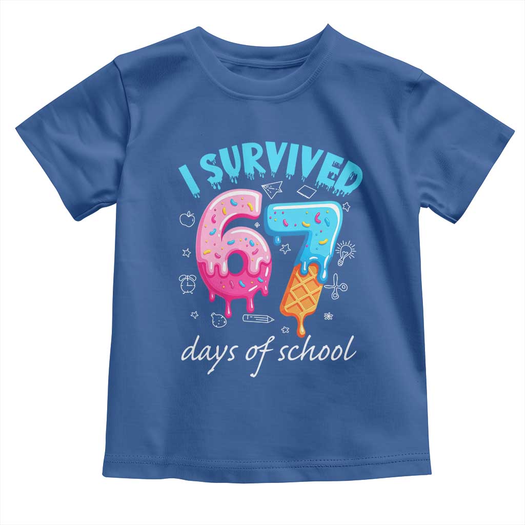 I Survived 67 Days of School Funny Six Seven Meme Toddler T Shirt Baseball Ice Cream Dripping - Wonder Print Shop