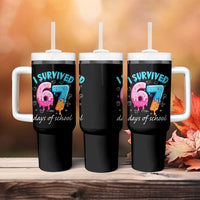 I Survived 67 Days of School Funny Six Seven Meme Tumbler With Handle Baseball Ice Cream Dripping - Wonder Print Shop