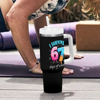 I Survived 67 Days of School Funny Six Seven Meme Tumbler With Handle Baseball Ice Cream Dripping - Wonder Print Shop