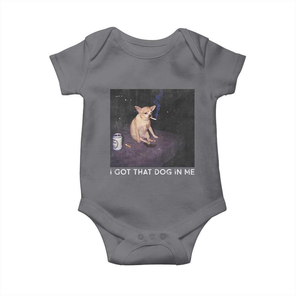 I Got That Dog In Me Baby Onesie Retro Funny Chihuahua Smoking Beer - Wonder Print Shop