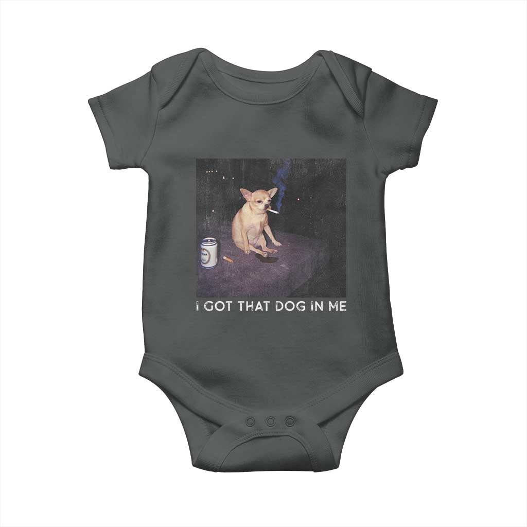 I Got That Dog In Me Baby Onesie Retro Funny Chihuahua Smoking Beer - Wonder Print Shop