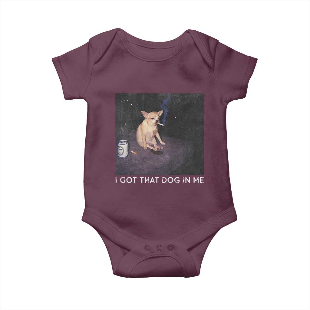 I Got That Dog In Me Baby Onesie Retro Funny Chihuahua Smoking Beer - Wonder Print Shop