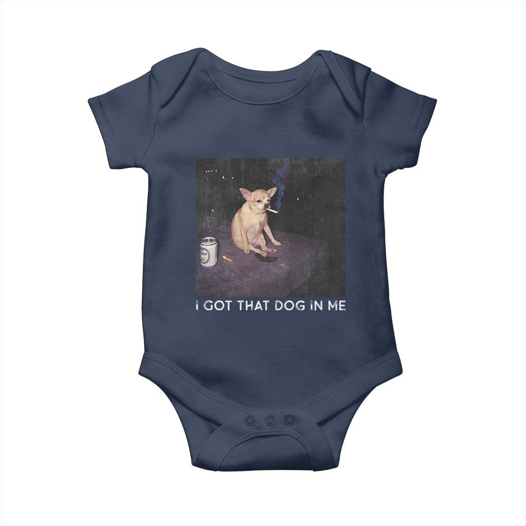 I Got That Dog In Me Baby Onesie Retro Funny Chihuahua Smoking Beer - Wonder Print Shop