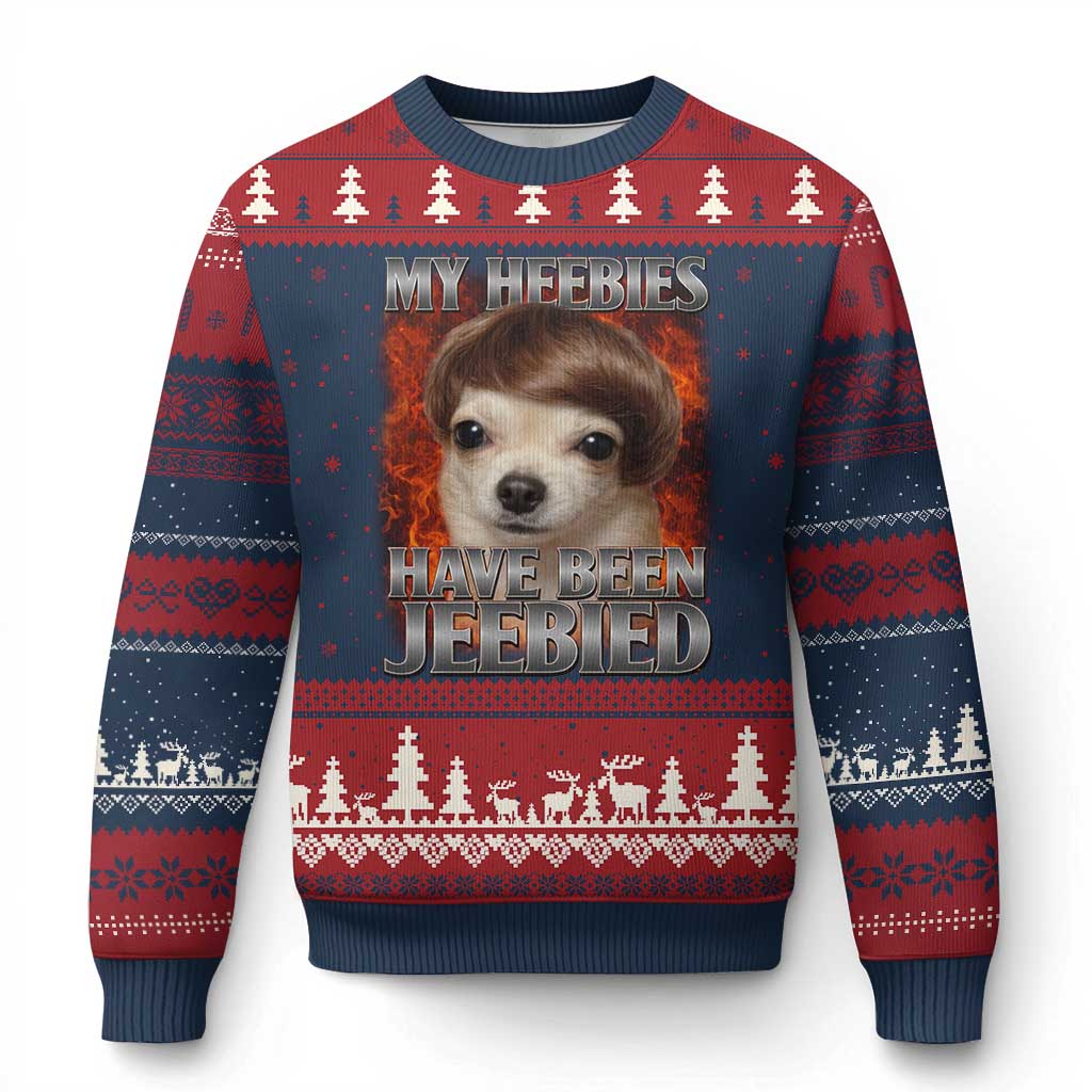 Chihuahua Funny Meme Ugly Christmas Sweater My Heebies Have Been Jeebied Bootleg - Wonder Print Shop