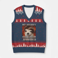Chihuahua Funny Meme V-Neck Knit Sweater Vest My Heebies Have Been Jeebied Bootleg - Wonder Print Shop
