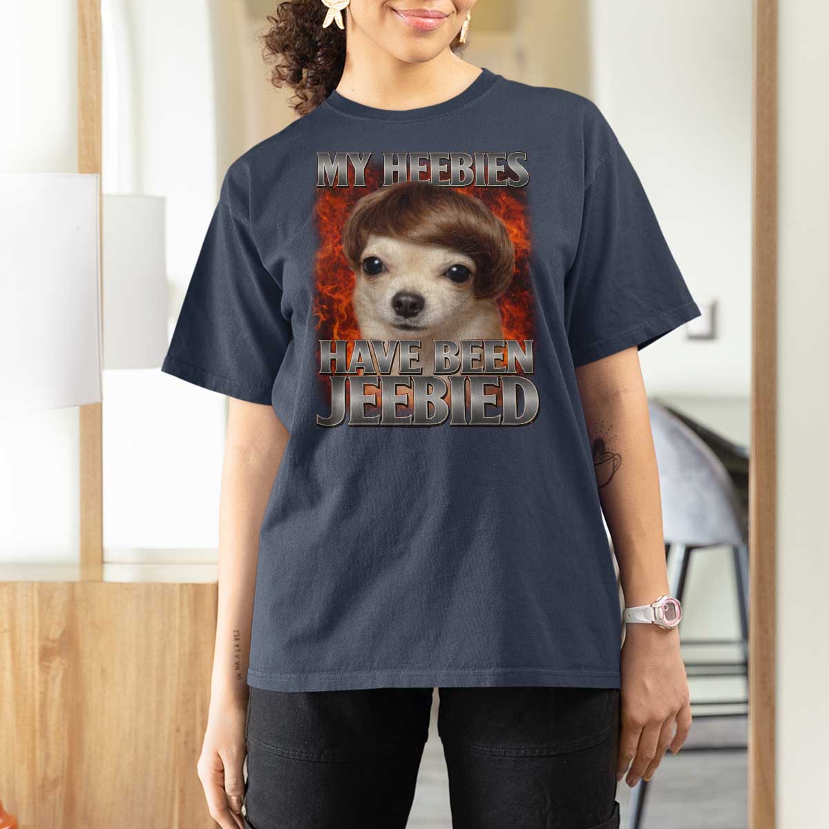 Chihuahua Funny Meme T Shirt For Women My Heebies Have Been Jeebied Bootleg - Wonder Print Shop