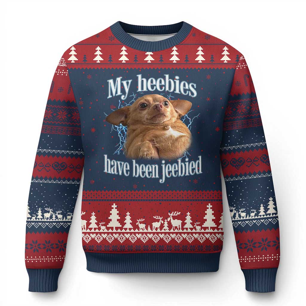Funny Chihuahua Meme Ugly Christmas Sweater My Heebies Have Been Jeebied Bootleg - Wonder Print Shop