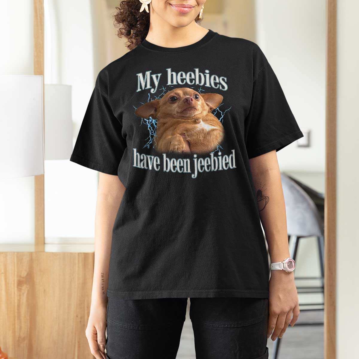 Funny Chihuahua Meme T Shirt For Women My Heebies Have Been Jeebied Bootleg - Wonder Print Shop