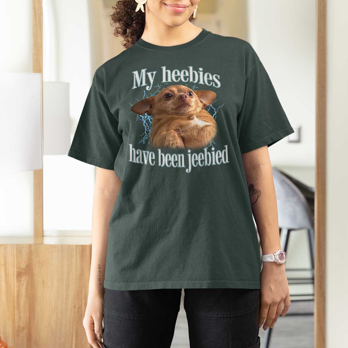 Funny Chihuahua Meme T Shirt For Women My Heebies Have Been Jeebied Bootleg - Wonder Print Shop