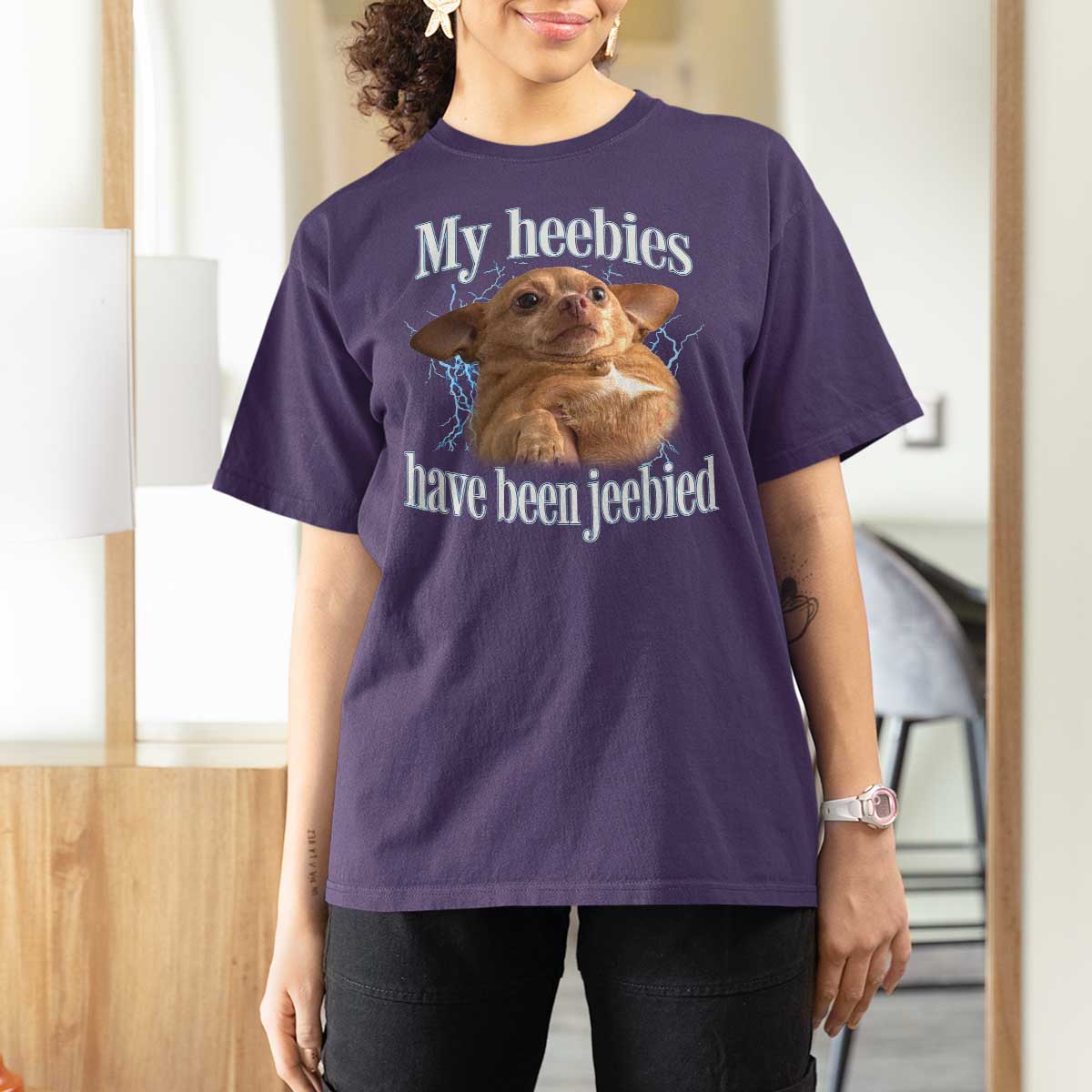 Funny Chihuahua Meme T Shirt For Women My Heebies Have Been Jeebied Bootleg - Wonder Print Shop