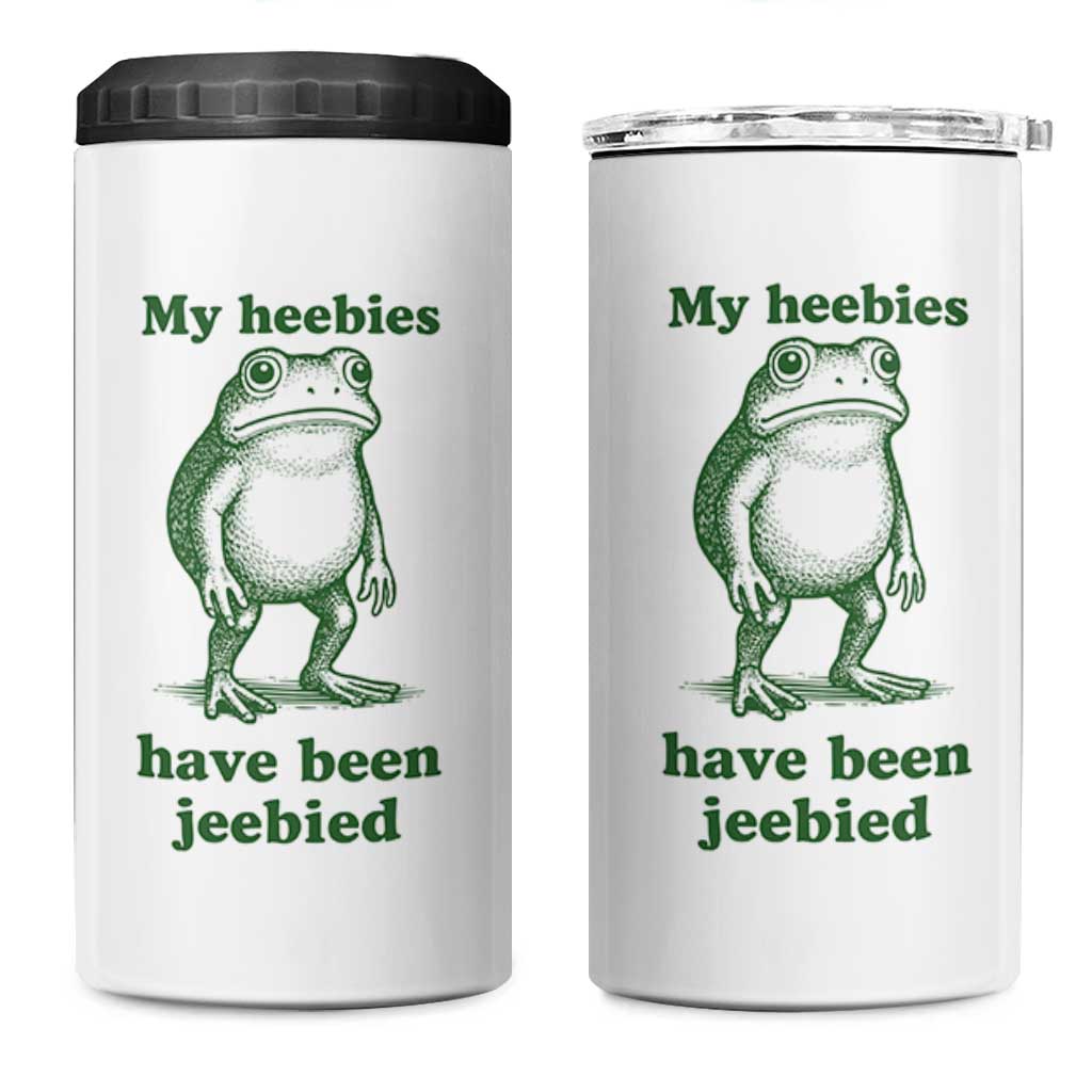 Funny Frog 4 in 1 Can Cooler Tumbler My Heebies Have Been Jeebied Weirdcore Meme - Wonder Print Shop