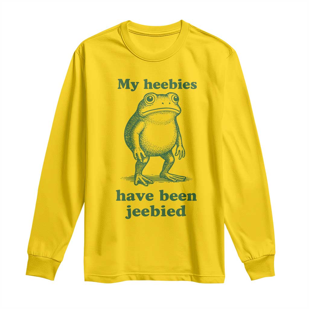 Funny Frog Long Sleeve Shirt My Heebies Have Been Jeebied Weirdcore Meme - Wonder Print Shop