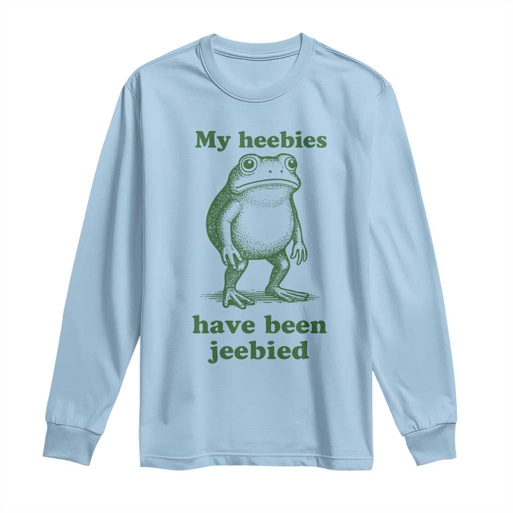 Funny Frog Long Sleeve Shirt My Heebies Have Been Jeebied Weirdcore Meme - Wonder Print Shop