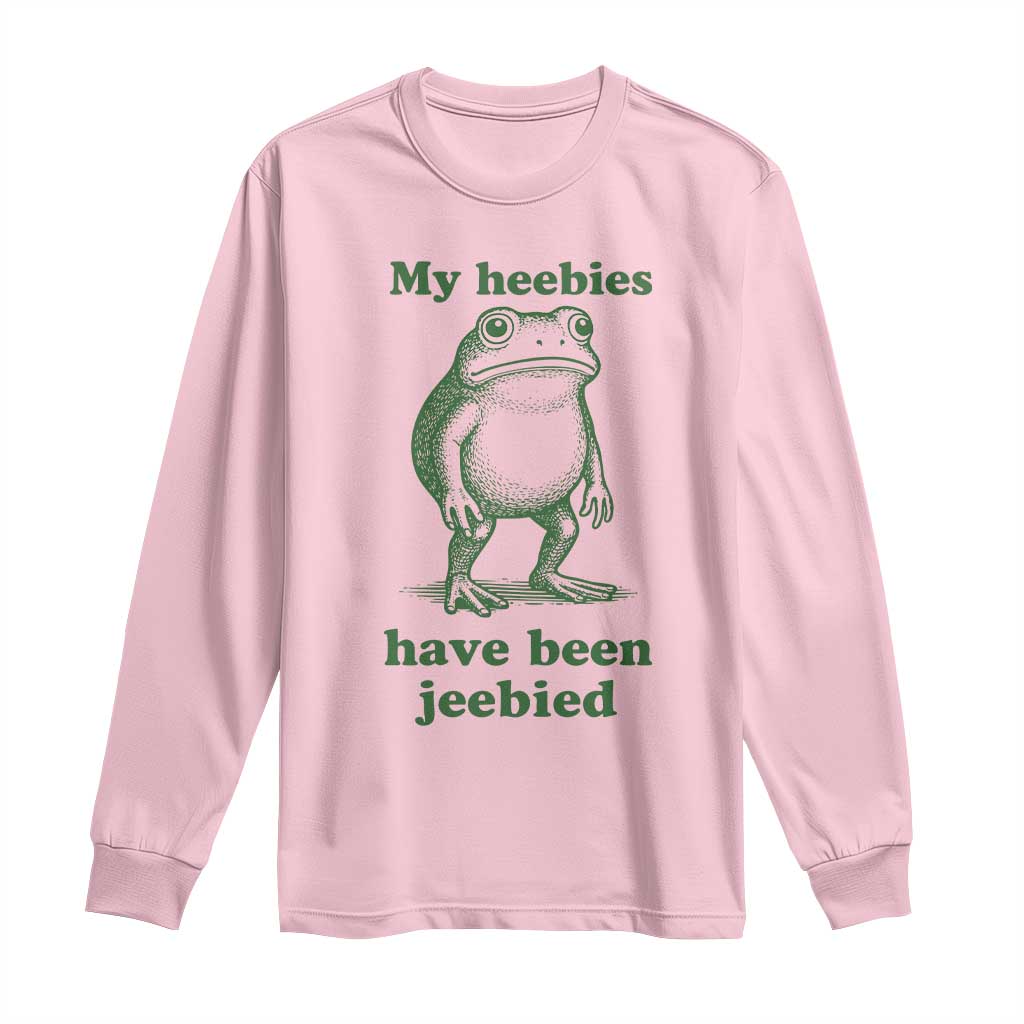 Funny Frog Long Sleeve Shirt My Heebies Have Been Jeebied Weirdcore Meme - Wonder Print Shop