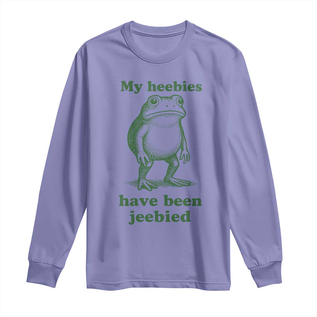 Funny Frog Long Sleeve Shirt My Heebies Have Been Jeebied Weirdcore Meme - Wonder Print Shop