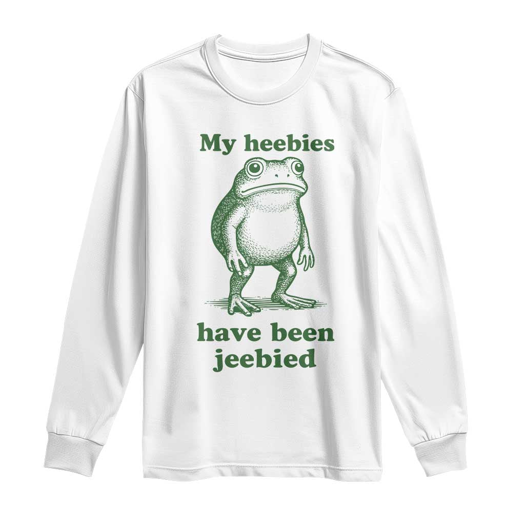 Funny Frog Long Sleeve Shirt My Heebies Have Been Jeebied Weirdcore Meme - Wonder Print Shop