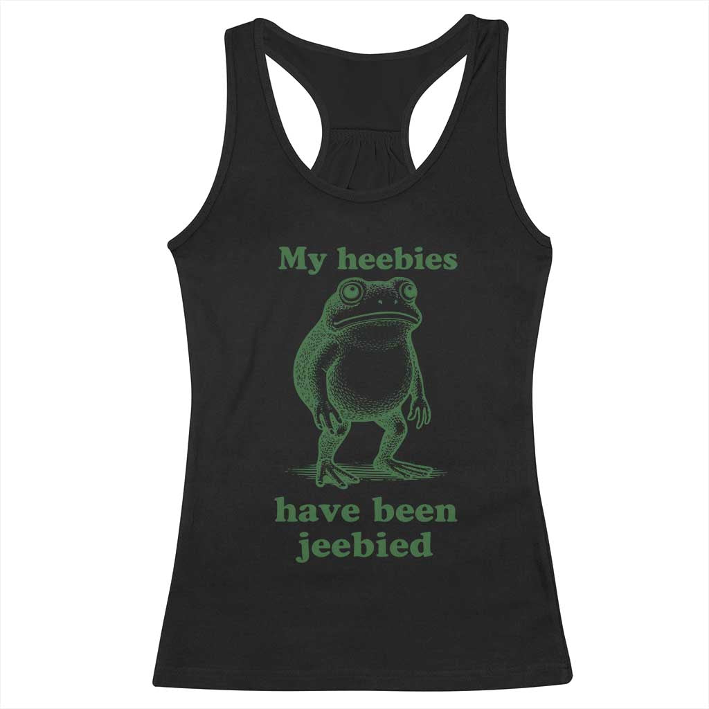 Funny Frog Racerback Tank Top My Heebies Have Been Jeebied Weirdcore Meme - Wonder Print Shop