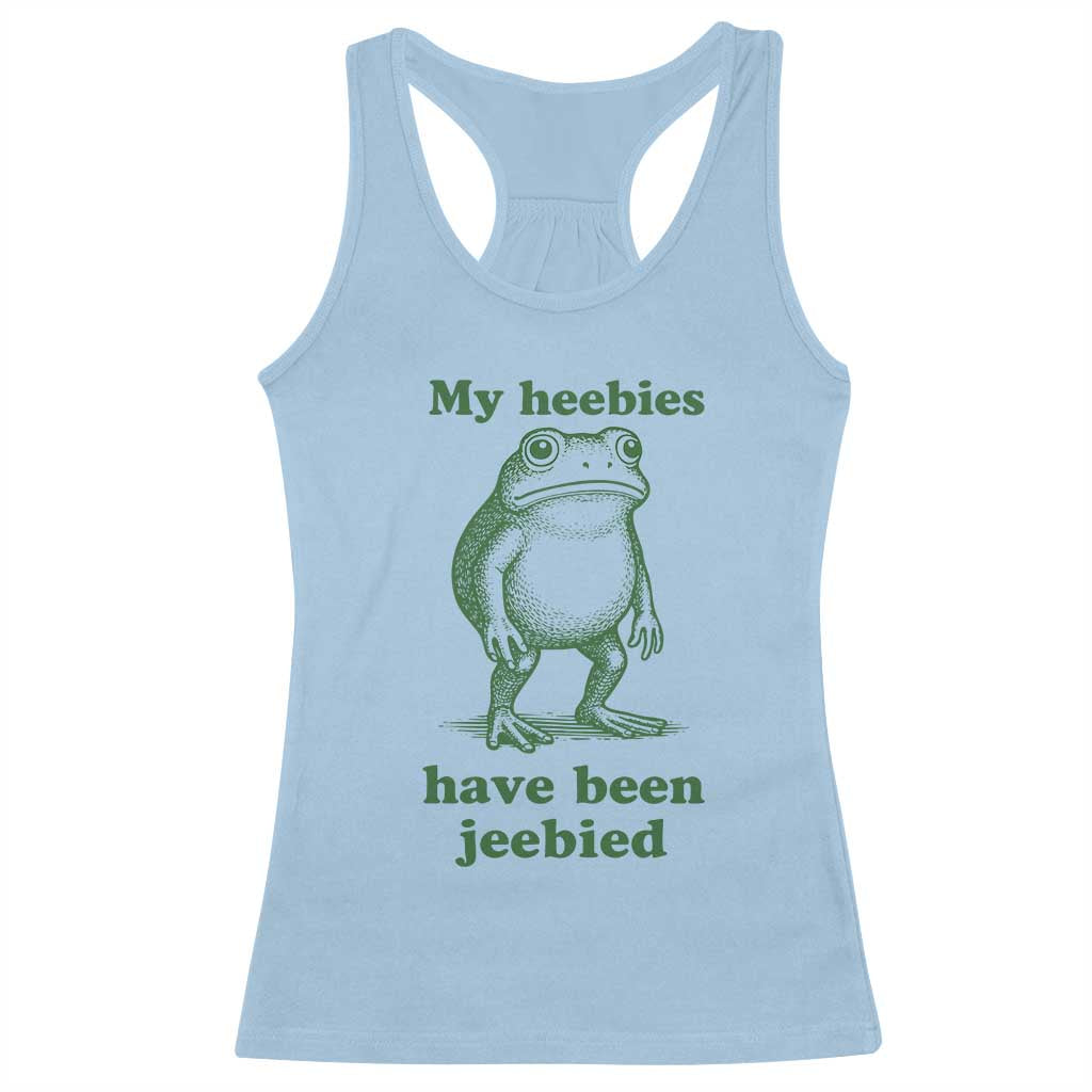Funny Frog Racerback Tank Top My Heebies Have Been Jeebied Weirdcore Meme - Wonder Print Shop