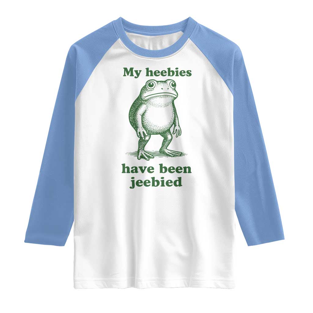 Funny Frog Raglan Shirt My Heebies Have Been Jeebied Weirdcore Meme - Wonder Print Shop