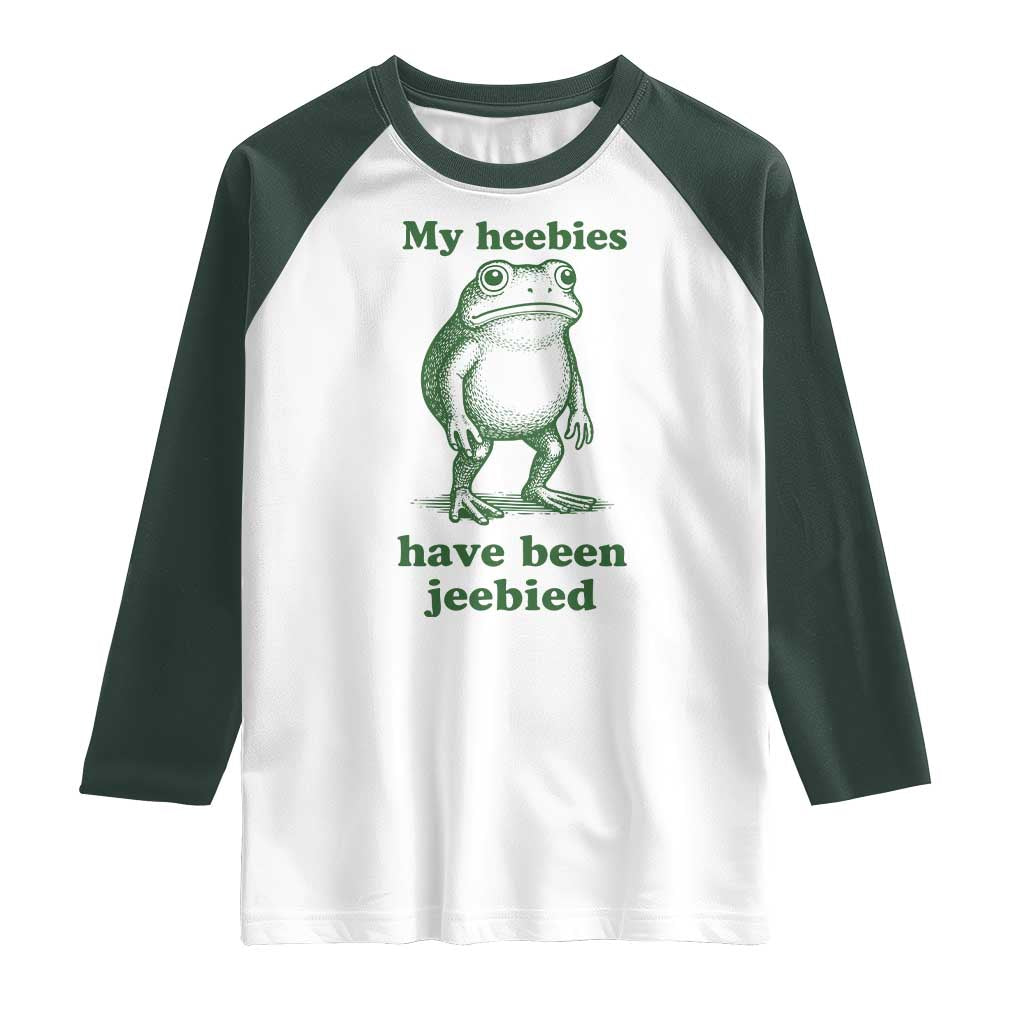 Funny Frog Raglan Shirt My Heebies Have Been Jeebied Weirdcore Meme - Wonder Print Shop