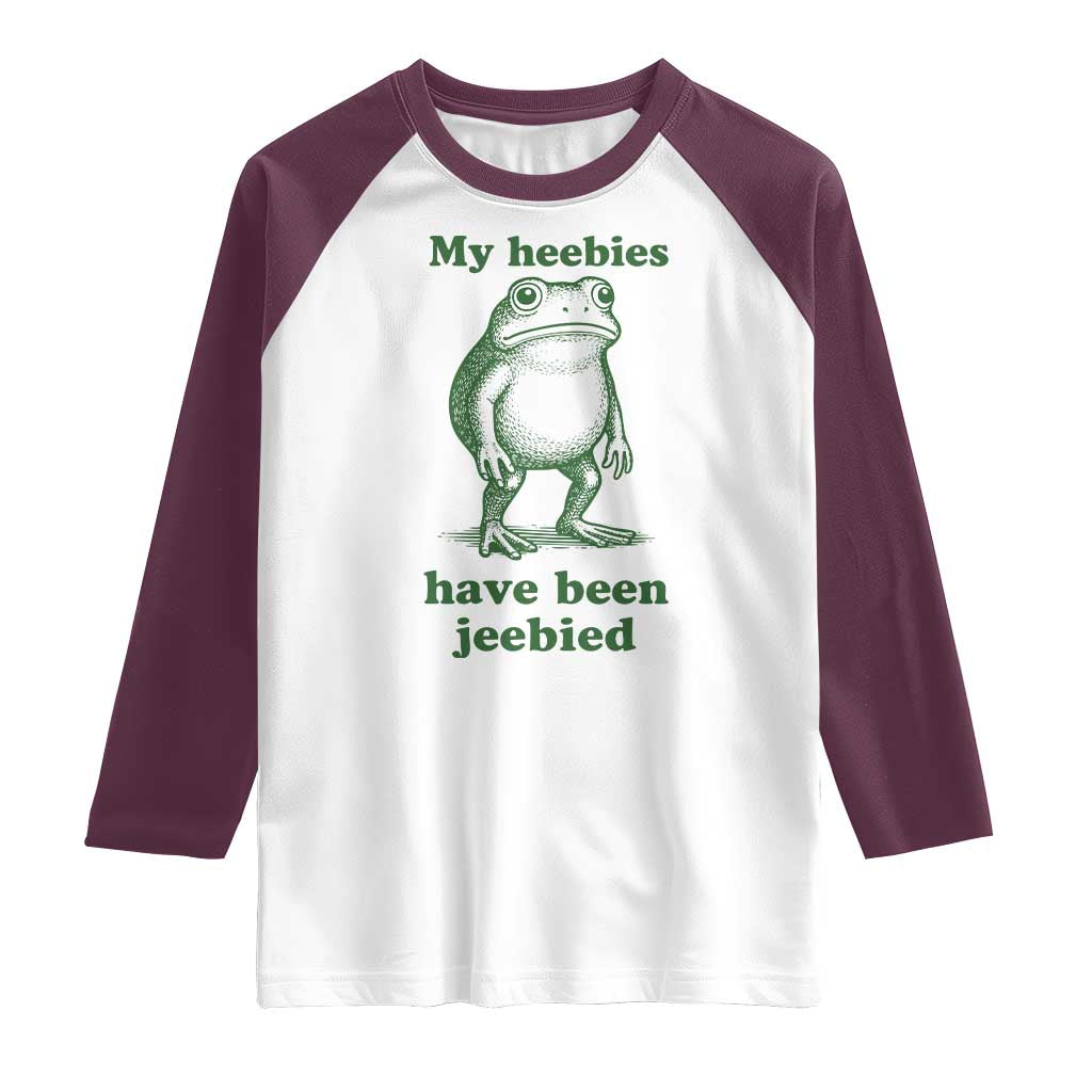Funny Frog Raglan Shirt My Heebies Have Been Jeebied Weirdcore Meme - Wonder Print Shop