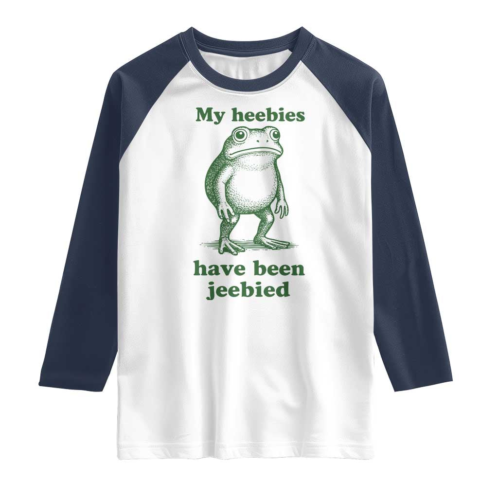 Funny Frog Raglan Shirt My Heebies Have Been Jeebied Weirdcore Meme - Wonder Print Shop