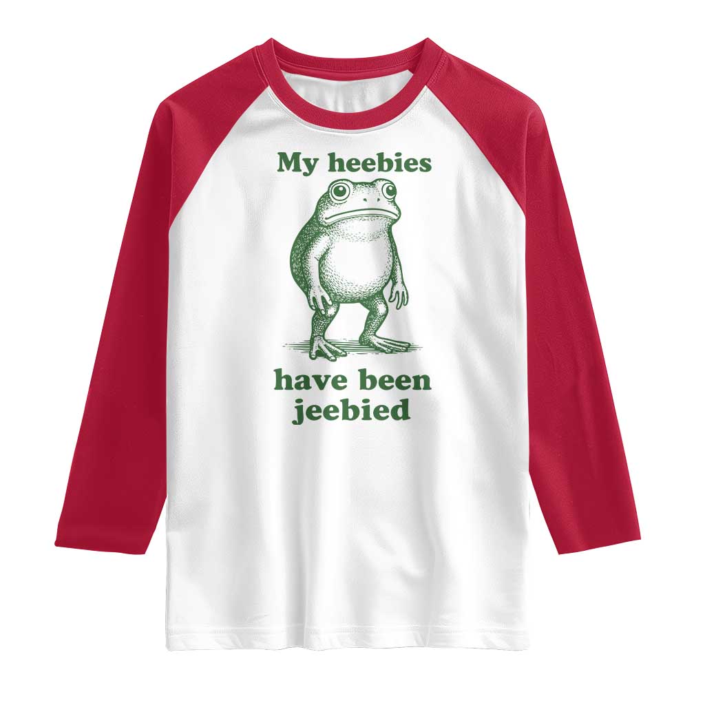 Funny Frog Raglan Shirt My Heebies Have Been Jeebied Weirdcore Meme - Wonder Print Shop