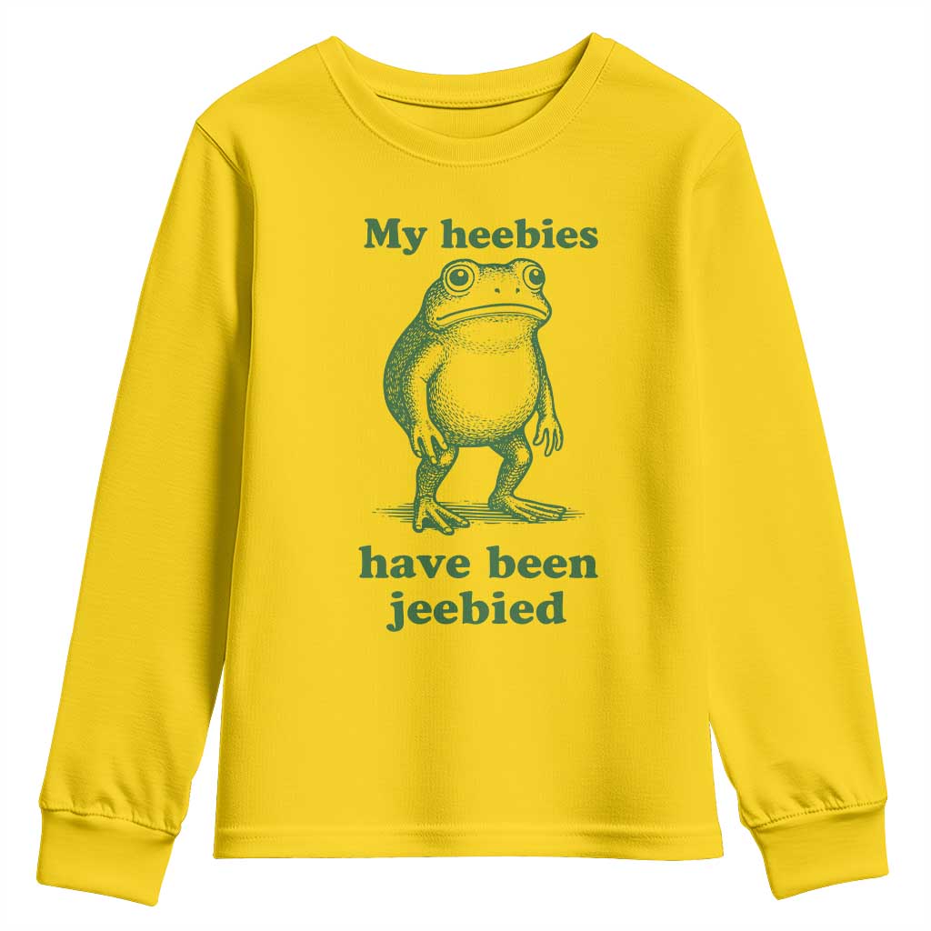 Funny Frog Youth Sweatshirt My Heebies Have Been Jeebied Weirdcore Meme - Wonder Print Shop